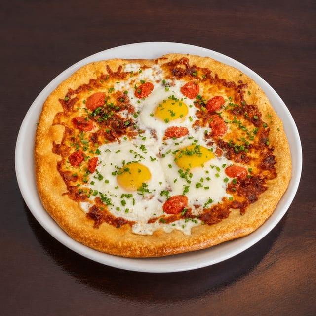 Bacon, Egg, & Tomato Tango Pizza.